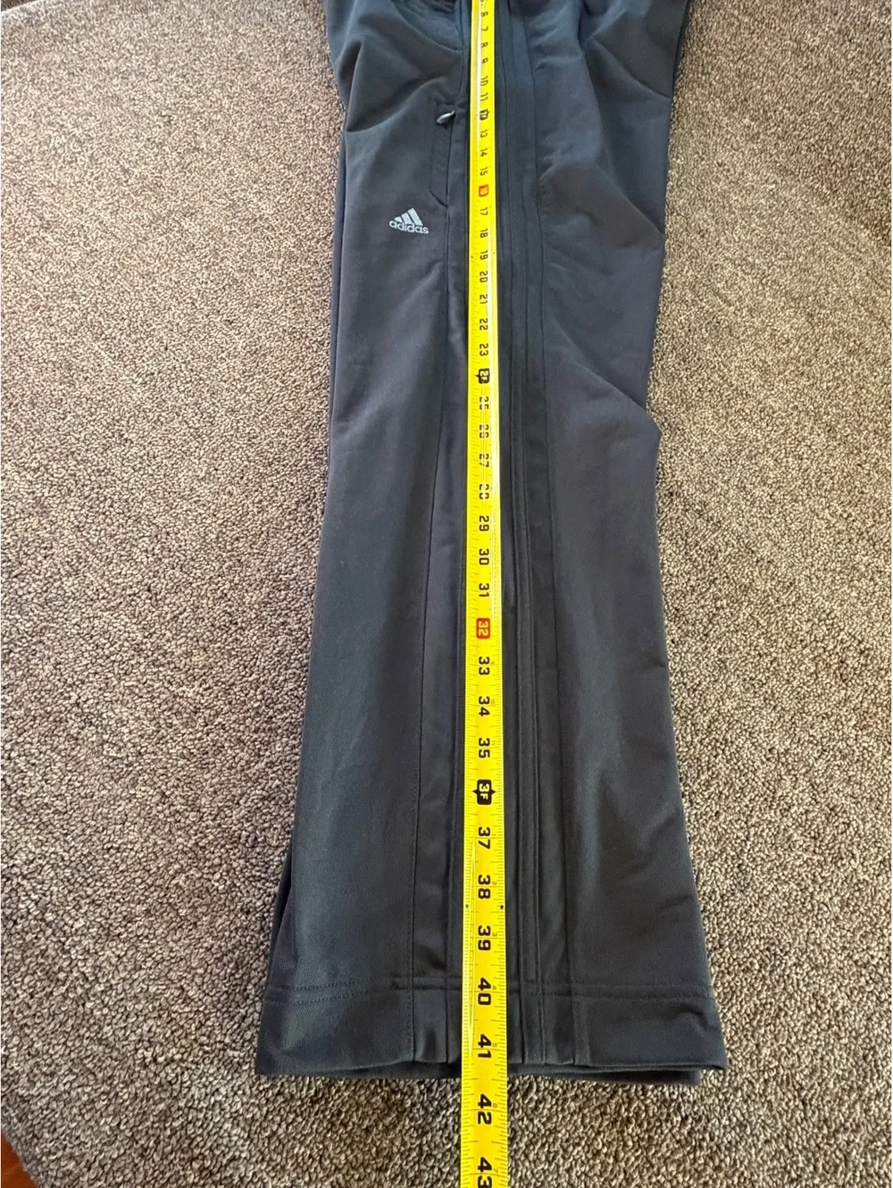 Adidas Men's Large Black 3-Stripe Track Pants Zip Pocket